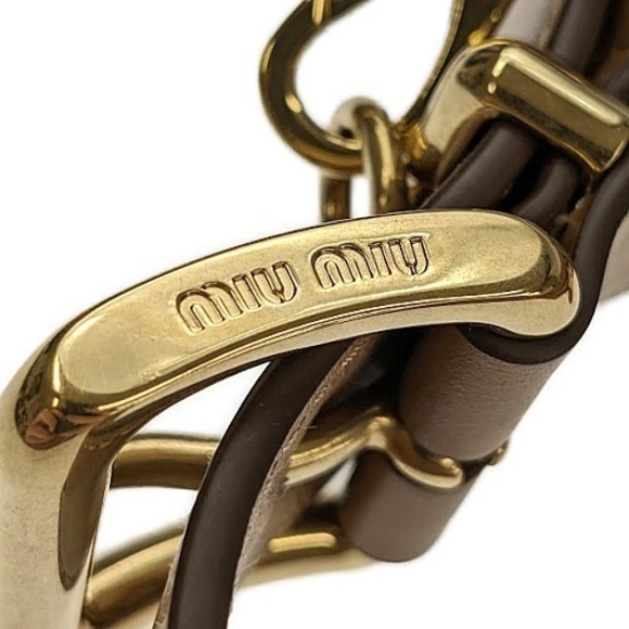 Miu Miu Leather Hobo Bag Brown Shoulder Bag 2WAY - Picture 10 of 13